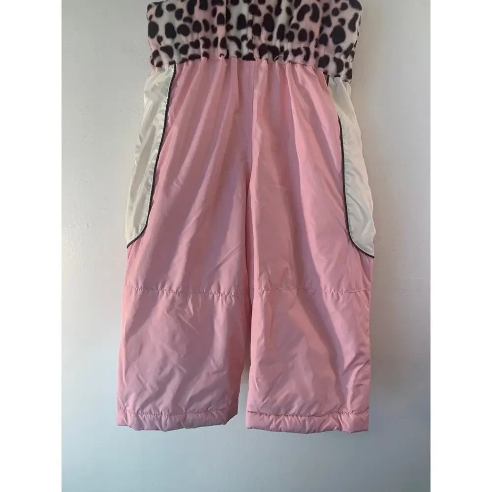 ZEROXPOSUR Girls Faux Fur Leopard Snow/Winter Bib Overalls / Size: 18 Mos.